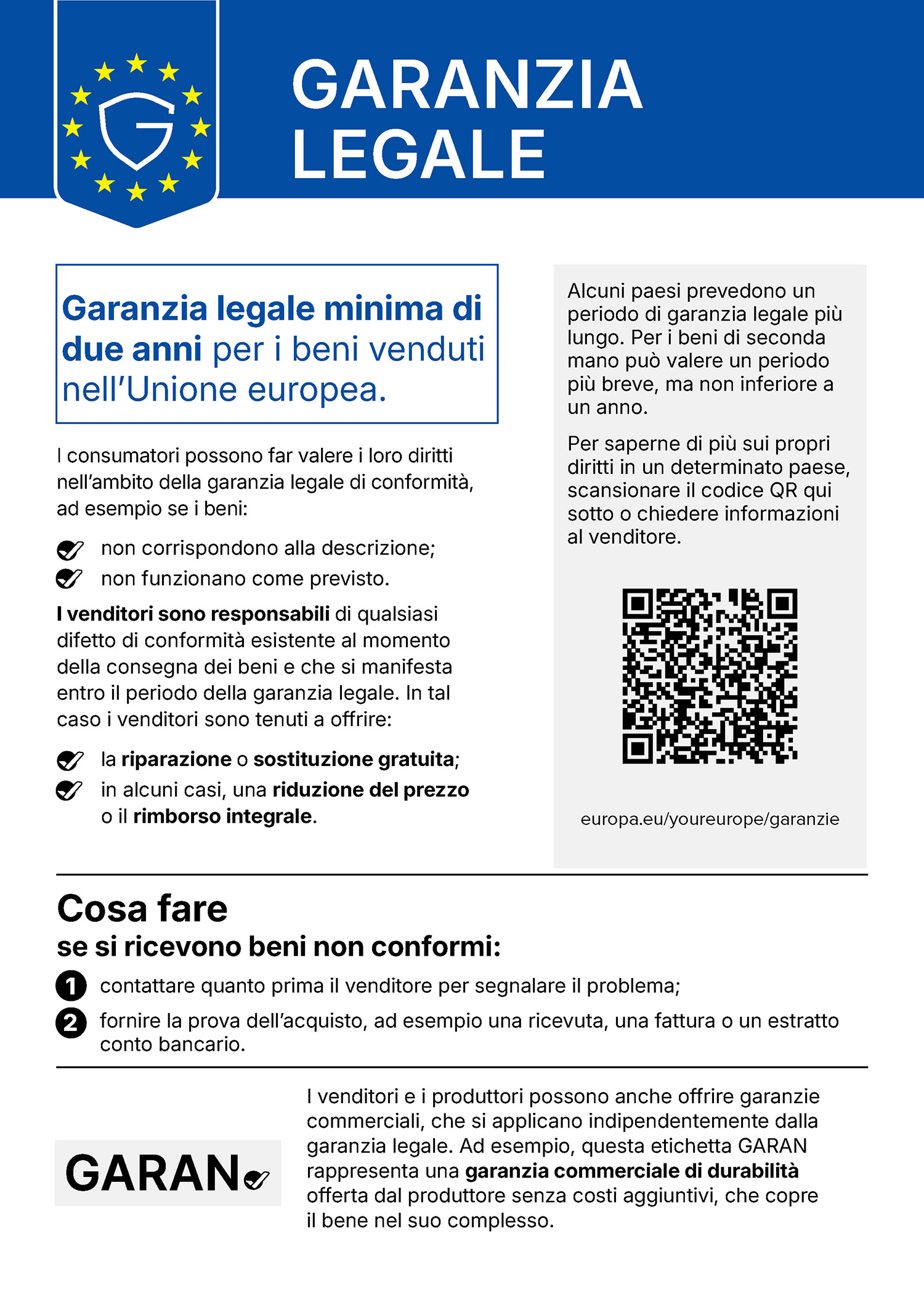 Garanzia Legale avviso armonizzato